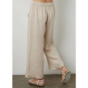 Wide Leg Culotte Linen Blend Pants Beige Size Small (unbranded)